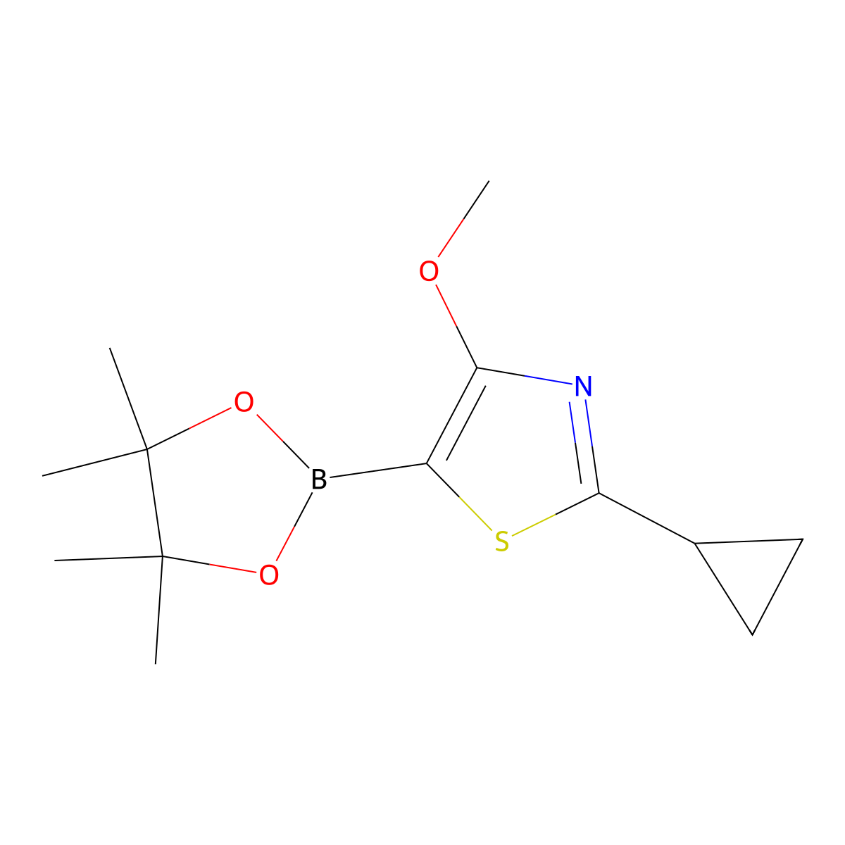 2-Cyclopropyl-4-methoxy-5-(4,4,5,5-tetramethyl-1,3,2-dioxaborolan-2-yl)thiazole molecular structure, CAS 2819706-02-8