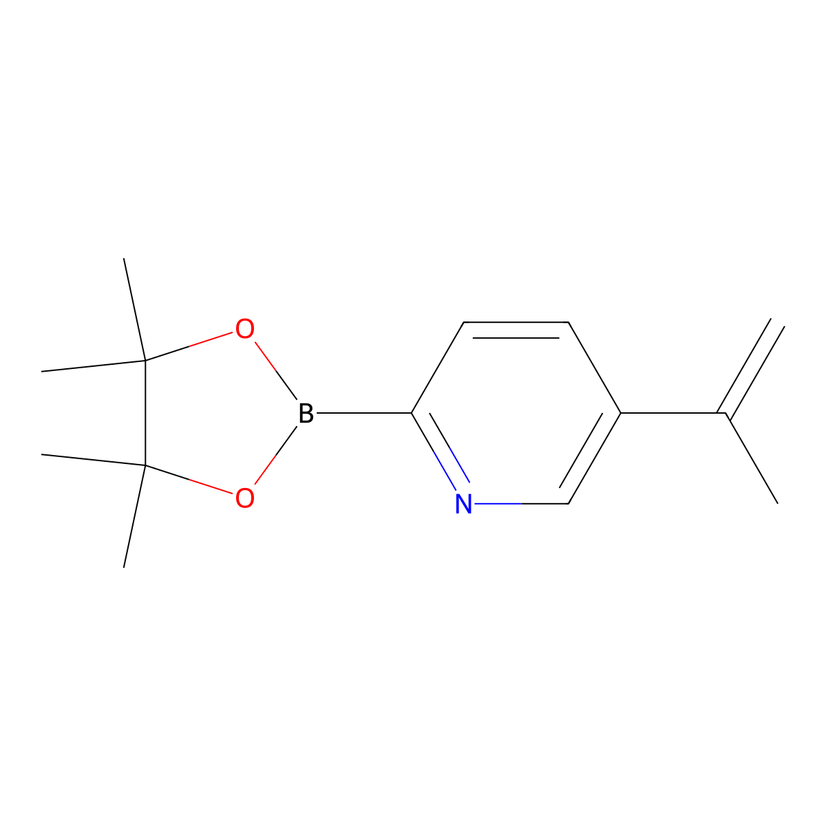 5-(Prop-1-en-2-yl)-2-(4,4,5,5-tetramethyl-1,3,2-dioxaborolan-2-yl)pyridine molecular structure, CAS 2819706-10-8