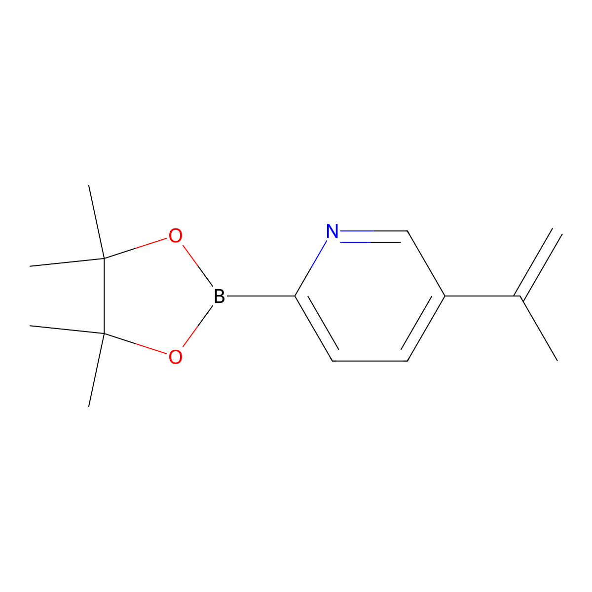 5-(Prop-1-en-2-yl)-2-(4,4,5,5-tetramethyl-1,3,2-dioxaborolan-2-yl)pyridine molecular structure, CAS 2819706-10-8