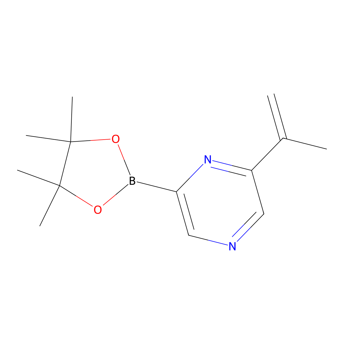 2-(Prop-1-en-2-yl)-6-(4,4,5,5-tetramethyl-1,3,2-dioxaborolan-2-yl)pyrazine molecular structure, CAS 2819706-11-9