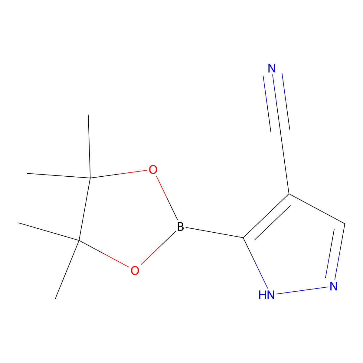 3-(4,4,5,5-tetramethyl-1,3,2-dioxaborolan-2-yl)-1H-pyrazole-4-carbonitrile molecular structure, CAS 2819706-15-3