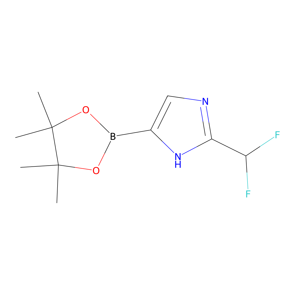 2-(difluoromethyl)-4-(4,4,5,5-tetramethyl-1,3,2-dioxaborolan-2-yl)-1H-imidazole molecular structure, CAS 2819706-16-4
