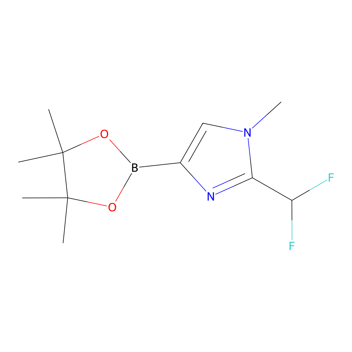 2-(difluoromethyl)-1-methyl-4-(4,4,5,5-tetramethyl-1,3,2-dioxaborolan-2-yl)-1H-imidazole molecular structure, CAS 2819706-19-7