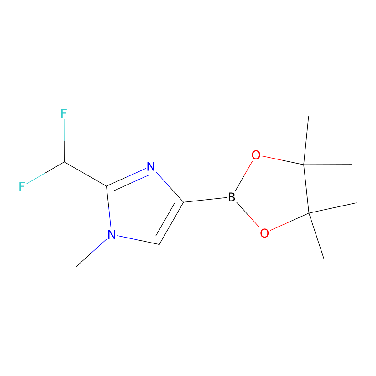 2-(difluoromethyl)-1-methyl-4-(4,4,5,5-tetramethyl-1,3,2-dioxaborolan-2-yl)-1H-imidazole molecular structure, CAS 2819706-19-7