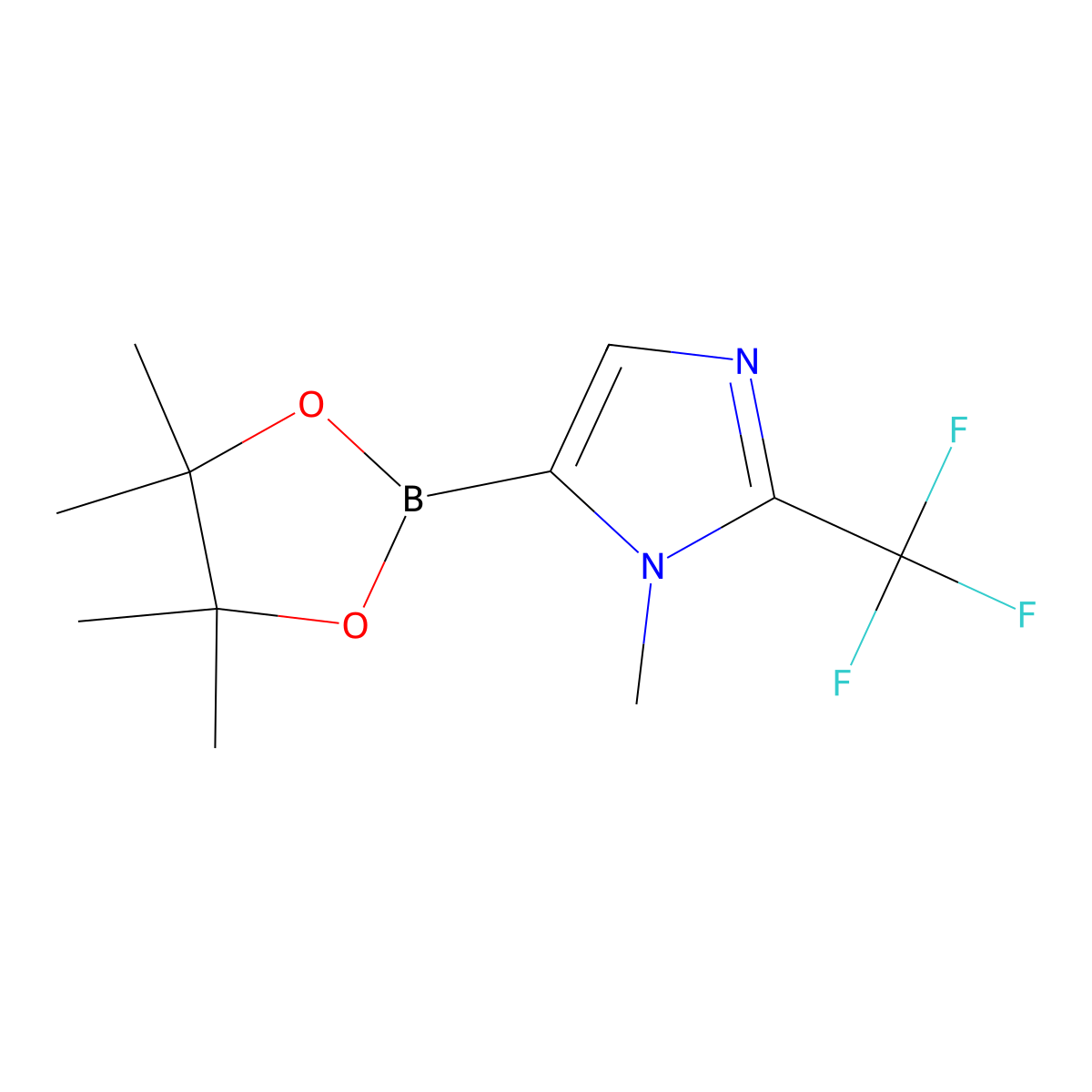 1-methyl-5-(4,4,5,5-tetramethyl-1,3,2-dioxaborolan-2-yl)-2-(trifluoromethyl)-1H-imidazole molecular structure, CAS 2819706-21-1