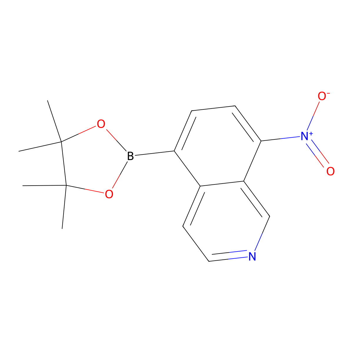 8-Nitro-5-(4,4,5,5-tetramethyl-1,3,2-dioxaborolan-2-yl)isoquinoline molecular structure, CAS 2819706-22-2