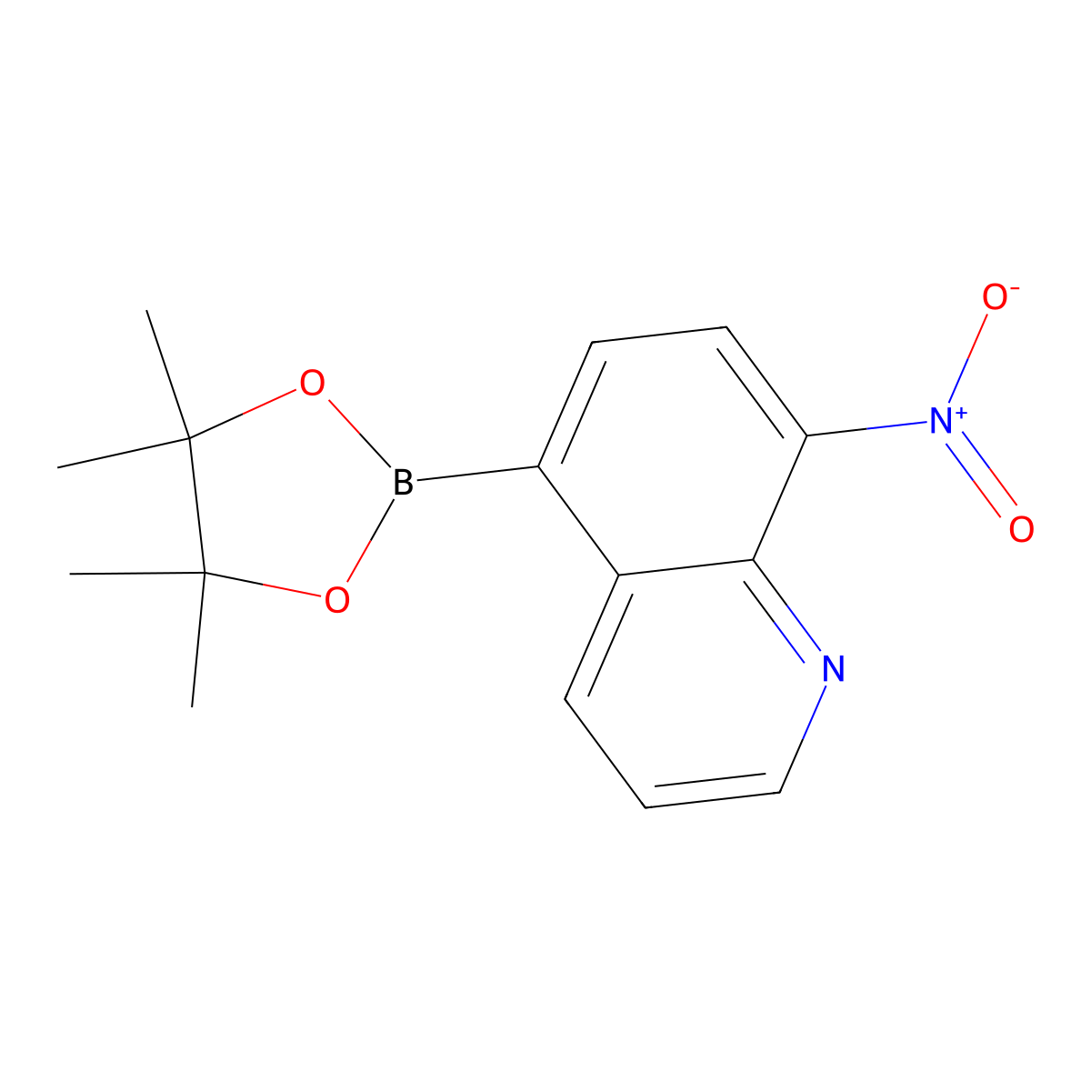 8-Nitro-5-(4,4,5,5-tetramethyl-1,3,2-dioxaborolan-2-yl)quinoline molecular structure, CAS 2819706-24-4