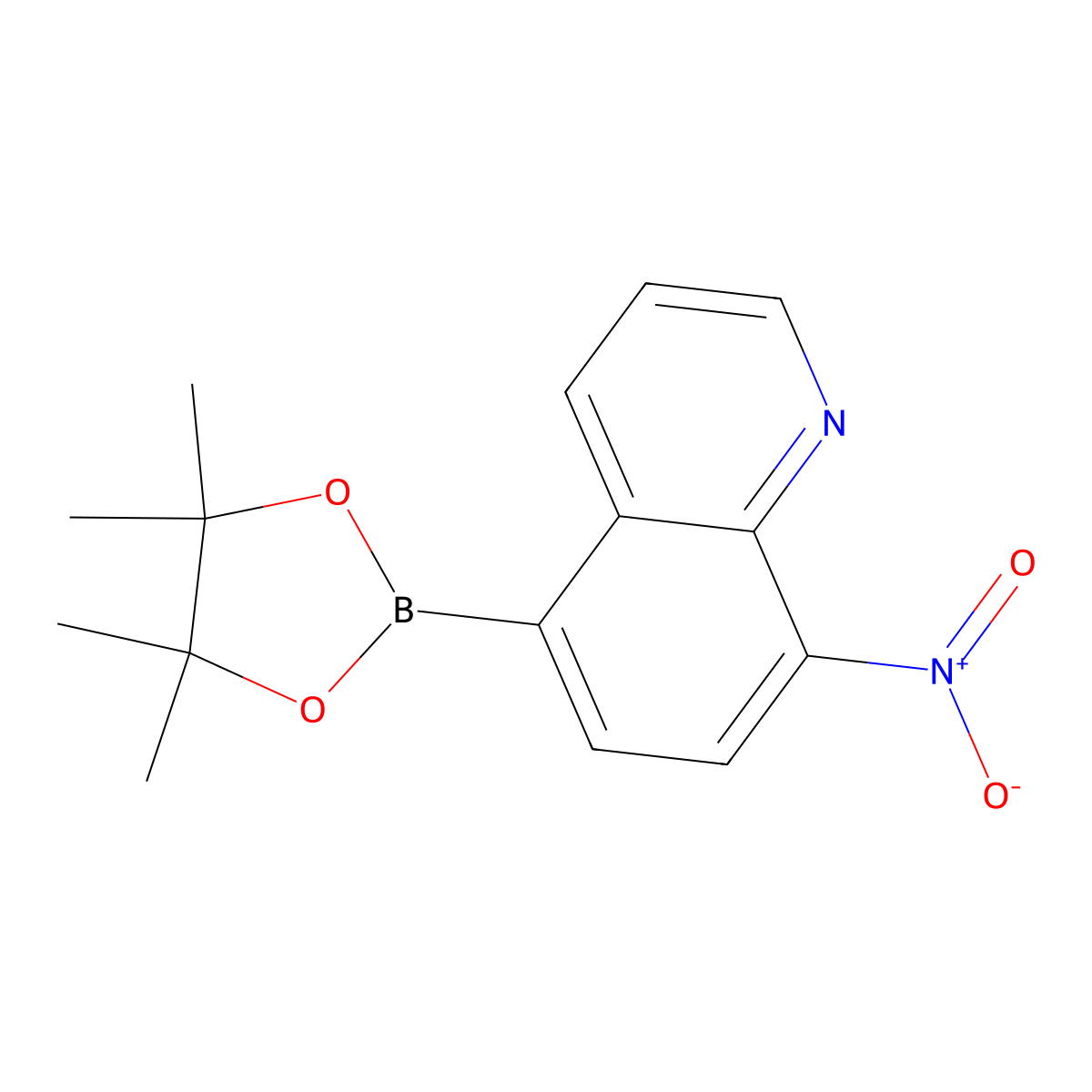 8-Nitro-5-(4,4,5,5-tetramethyl-1,3,2-dioxaborolan-2-yl)quinoline molecular structure, CAS 2819706-24-4