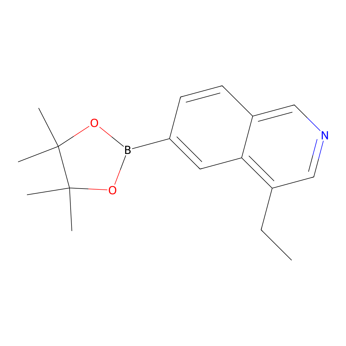 4-Ethyl-6-(4,4,5,5-tetramethyl-1,3,2-dioxaborolan-2-yl)isoquinoline molecular structure, CAS 2819706-25-5