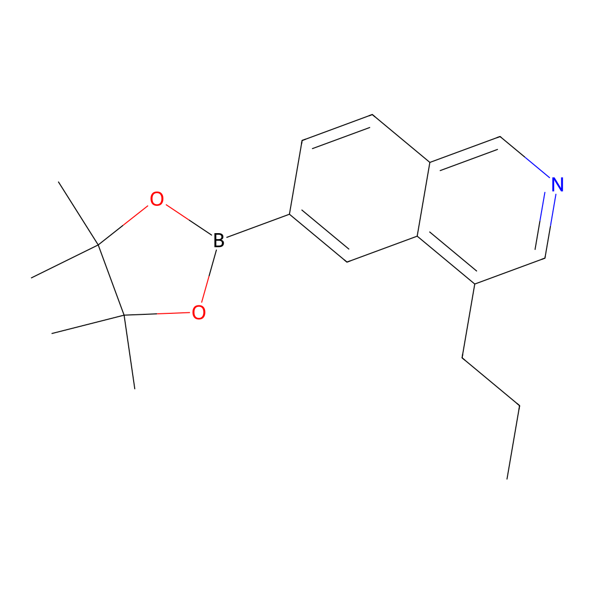 4-Propyl-6-(4,4,5,5-tetramethyl-1,3,2-dioxaborolan-2-yl)isoquinoline molecular structure, CAS 2819706-26-6