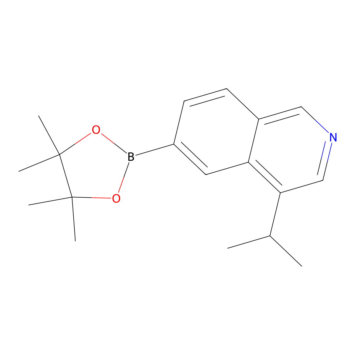 4-Isopropyl-6-(4,4,5,5-tetramethyl-1,3,2-dioxaborolan-2-yl)isoquinoline molecular structure, CAS 2819706-27-7