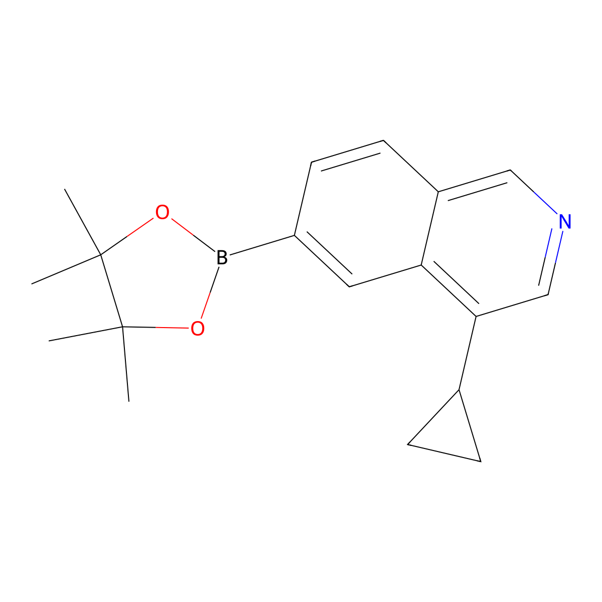 4-Cyclopropyl-6-(4,4,5,5-tetramethyl-1,3,2-dioxaborolan-2-yl)isoquinoline molecular structure, CAS 2819706-28-8