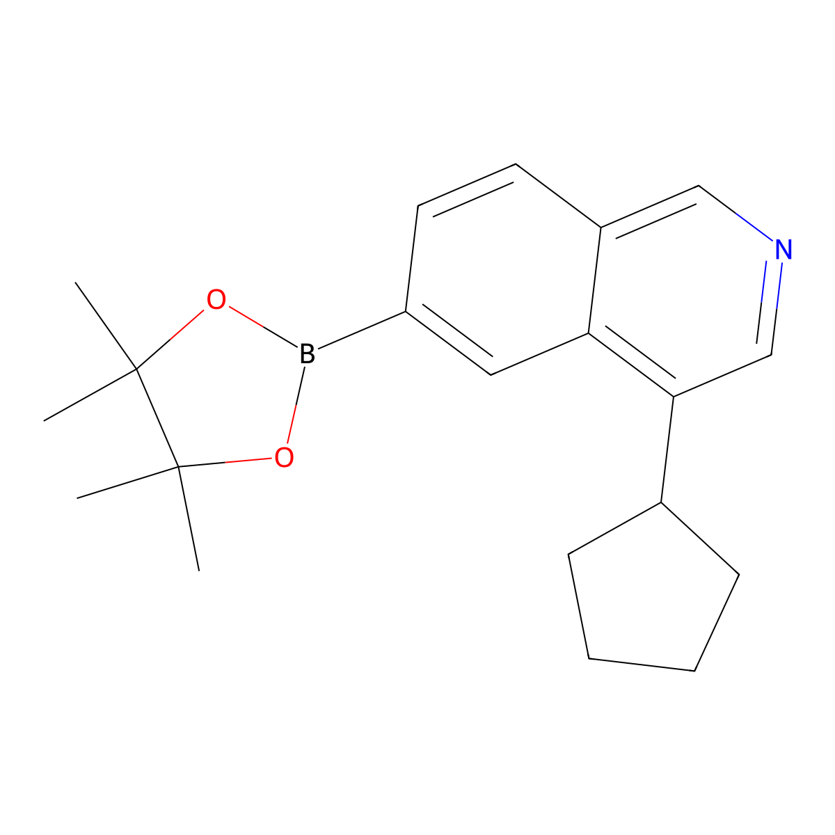 4-Cyclopentyl-6-(4,4,5,5-tetramethyl-1,3,2-dioxaborolan-2-yl)isoquinoline molecular structure, CAS 2819706-30-2