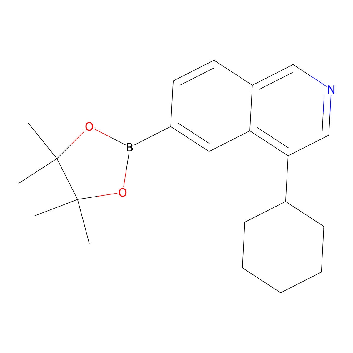 4-Cyclohexyl-6-(4,4,5,5-tetramethyl-1,3,2-dioxaborolan-2-yl)isoquinoline molecular structure, CAS 2819706-33-5