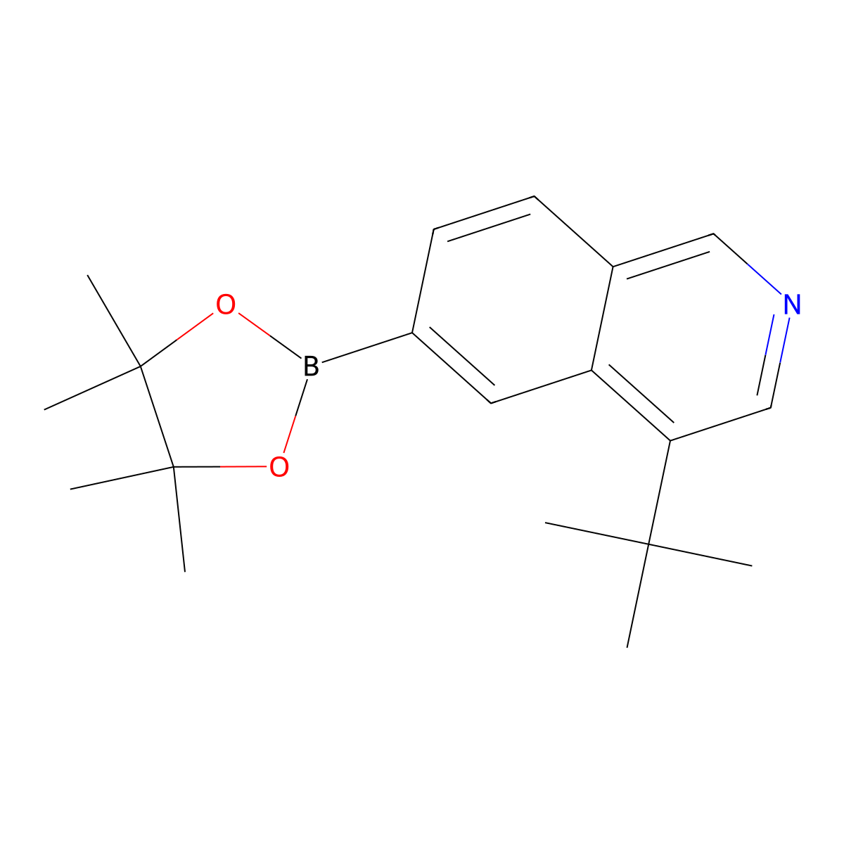 4-(Tert-butyl)-6-(4,4,5,5-tetramethyl-1,3,2-dioxaborolan-2-yl)isoquinoline molecular structure, CAS 2819706-38-0
