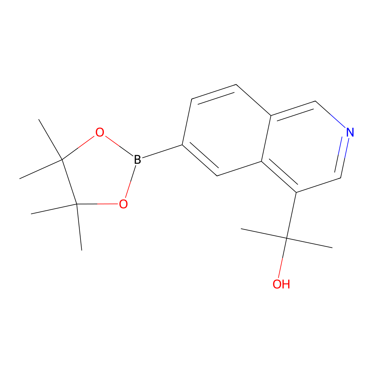 2-(6-(4,4,5,5-Tetramethyl-1,3,2-dioxaborolan-2-yl)isoquinolin-4-yl)propan-2-ol molecular structure, CAS 2819706-39-1