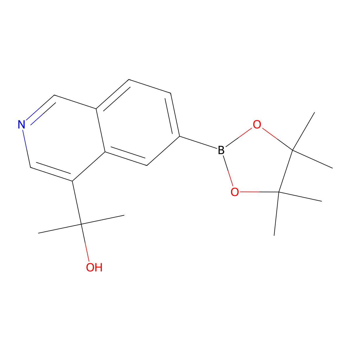 2-(6-(4,4,5,5-Tetramethyl-1,3,2-dioxaborolan-2-yl)isoquinolin-4-yl)propan-2-ol molecular structure, CAS 2819706-39-1
