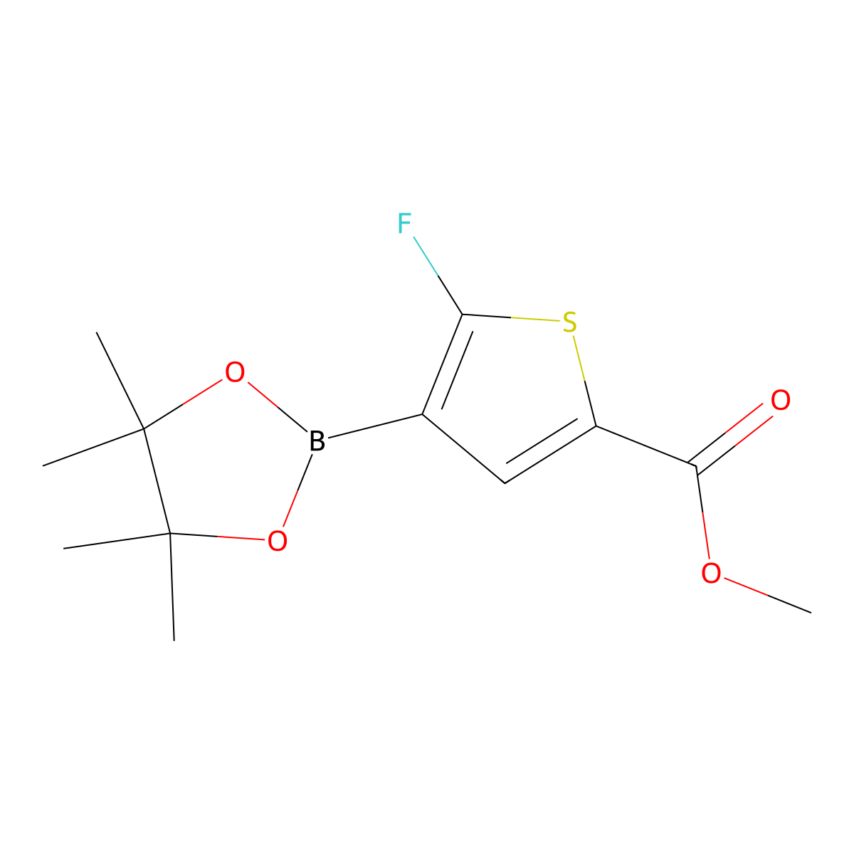 Methyl 5-fluoro-4-(4,4,5,5-tetramethyl-1,3,2-dioxaborolan-2-yl)thiophene-2-carboxylate molecular structure, CAS 2819706-41-5