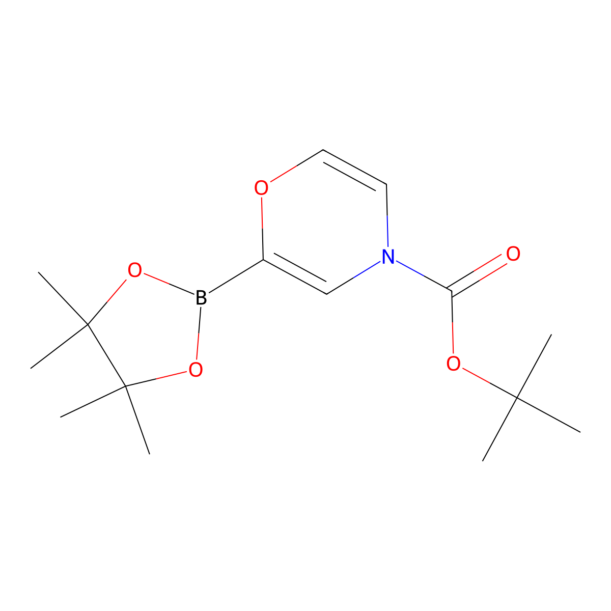 tert-butyl 2-(4,4,5,5-tetramethyl-1,3,2-dioxaborolan-2-yl)-4H-1,4-oxazine-4-carboxylate molecular structure, CAS 2819706-42-6