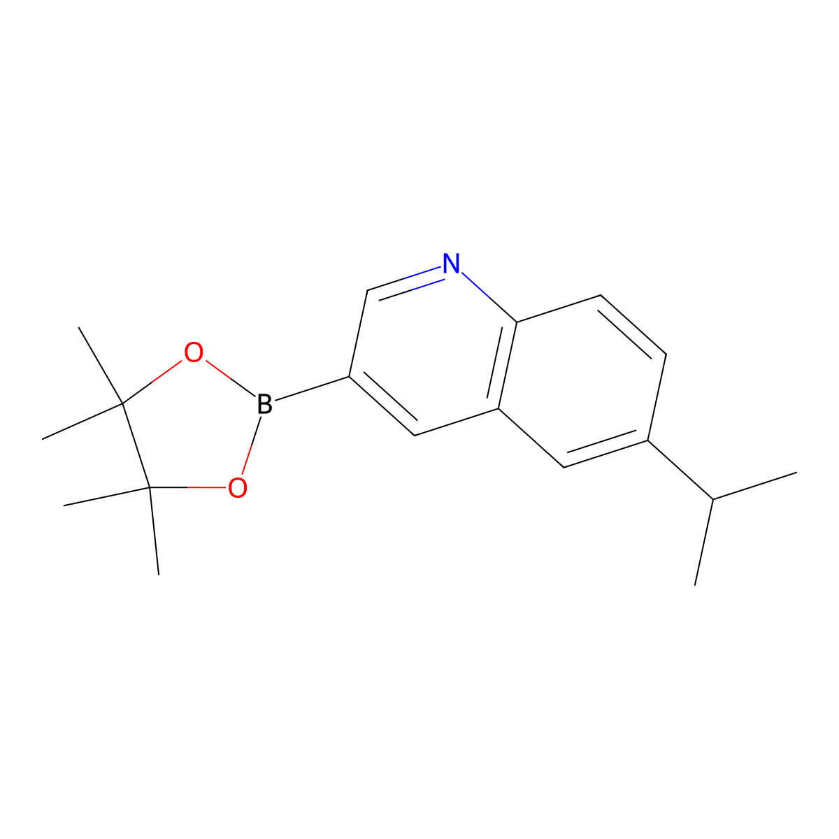 6-Isopropyl-3-(4,4,5,5-tetramethyl-1,3,2-dioxaborolan-2-yl)quinoline molecular structure, CAS 2819706-46-0