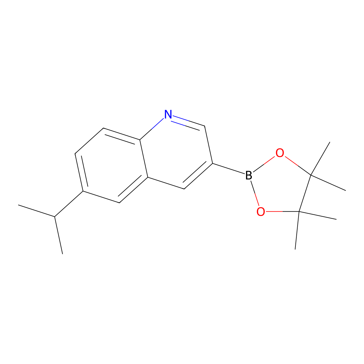 6-Isopropyl-3-(4,4,5,5-tetramethyl-1,3,2-dioxaborolan-2-yl)quinoline molecular structure, CAS 2819706-46-0
