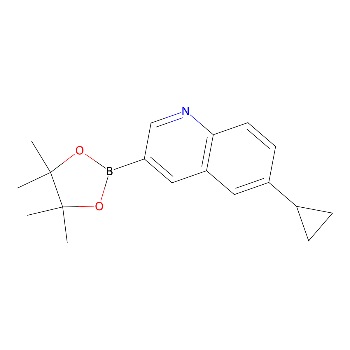 6-Cyclopropyl-3-(4,4,5,5-tetramethyl-1,3,2-dioxaborolan-2-yl)quinoline molecular structure, CAS 2819706-47-1