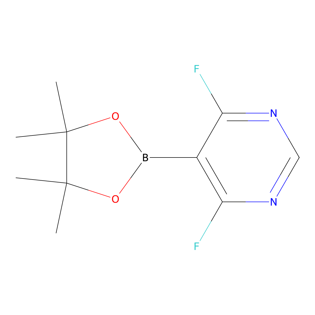 4,6-Difluoro-5-(4,4,5,5-tetramethyl-1,3,2-dioxaborolan-2-yl)pyrimidine molecular structure, CAS 2819706-50-6