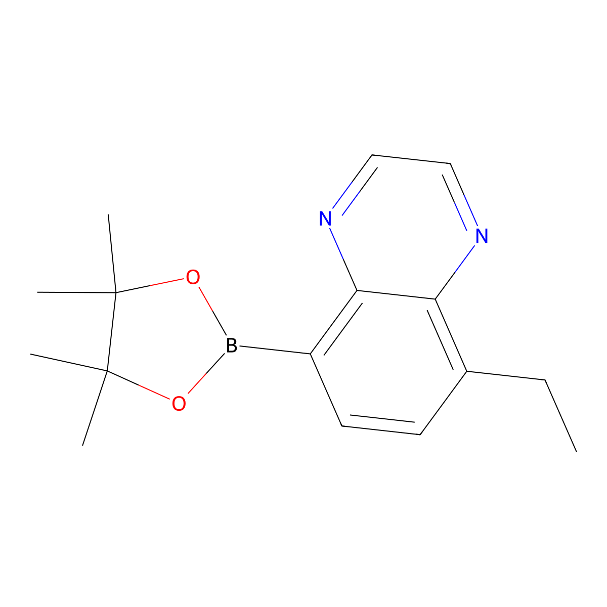 5-Ethyl-8-(4,4,5,5-tetramethyl-1,3,2-dioxaborolan-2-yl)quinoxaline molecular structure, CAS 2819706-54-0