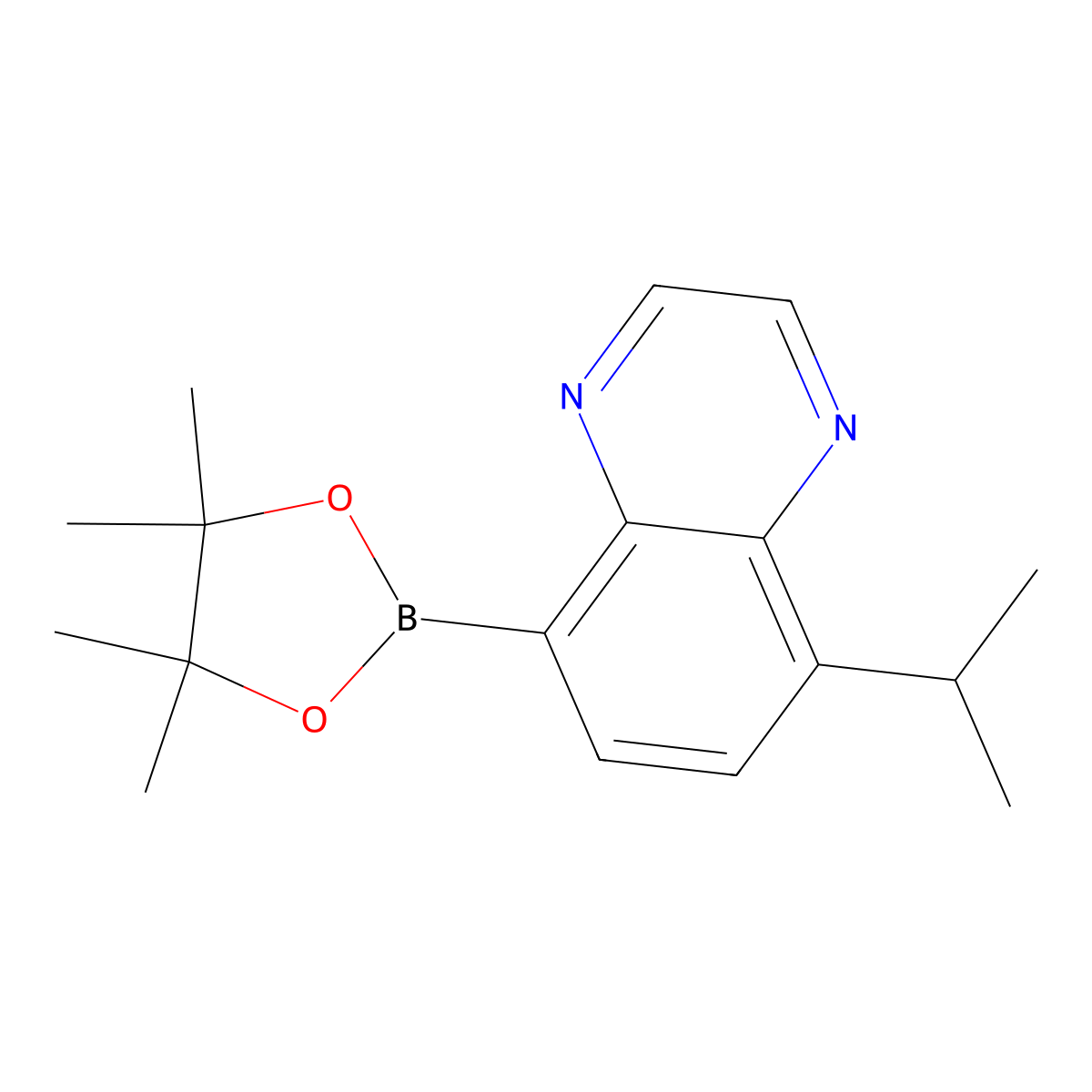5-Isopropyl-8-(4,4,5,5-tetramethyl-1,3,2-dioxaborolan-2-yl)quinoxaline molecular structure, CAS 2819706-55-1