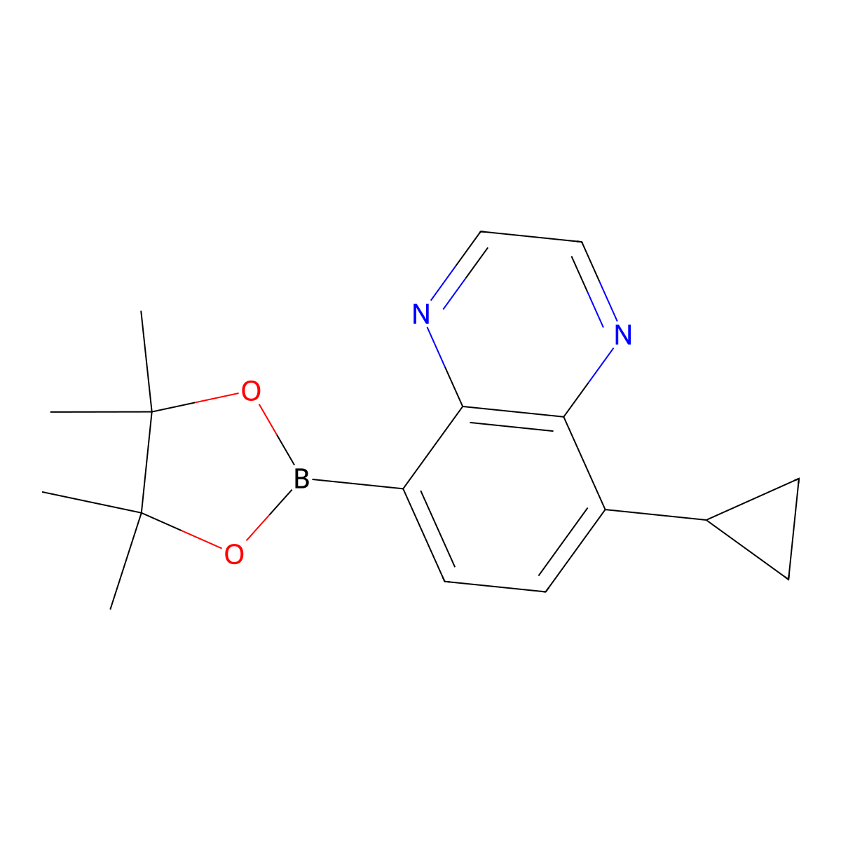 5-Cyclopropyl-8-(4,4,5,5-tetramethyl-1,3,2-dioxaborolan-2-yl)quinoxaline molecular structure, CAS 2819706-56-2