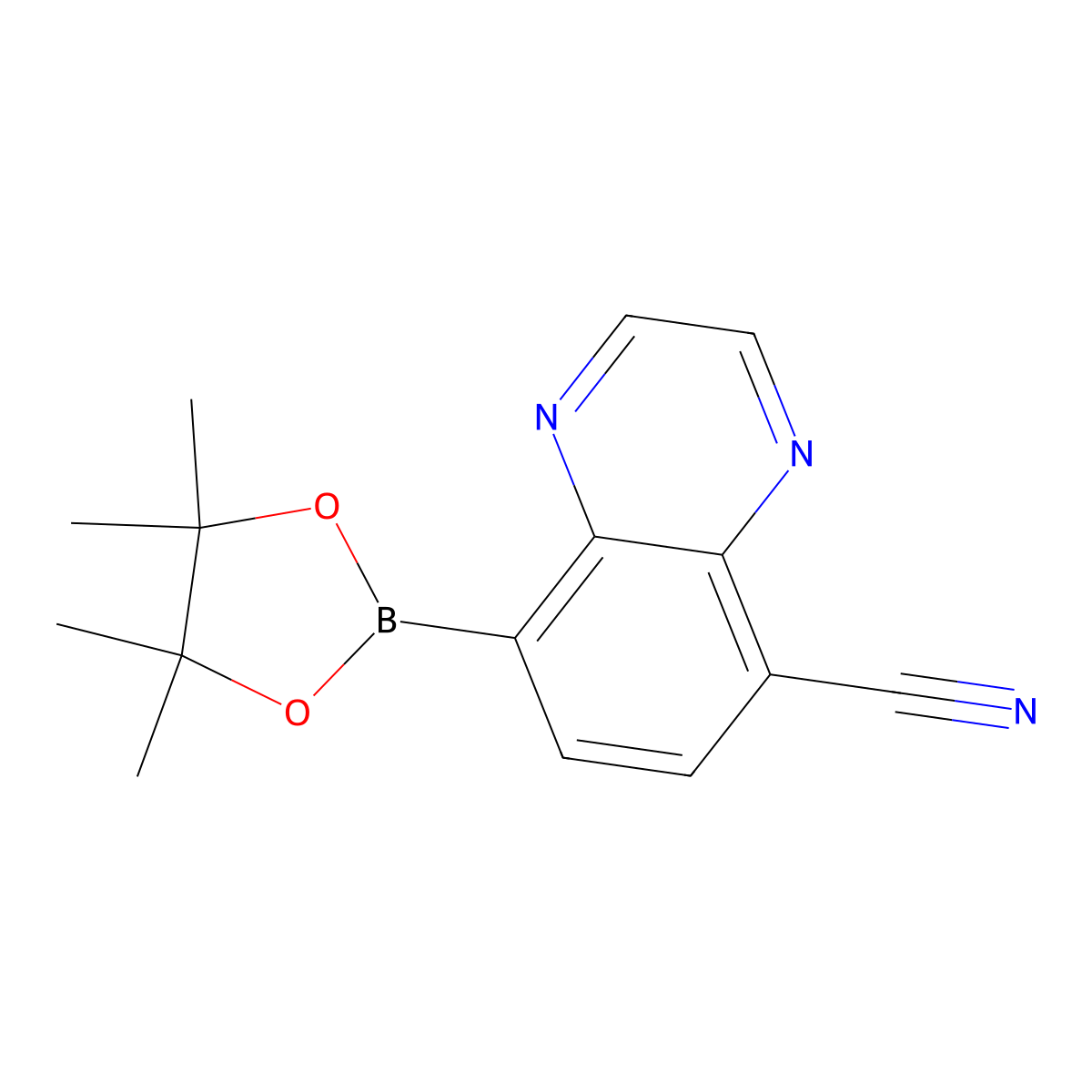 8-(4,4,5,5-Tetramethyl-1,3,2-dioxaborolan-2-yl)quinoxaline-5-carbonitrile molecular structure, CAS 2819706-59-5