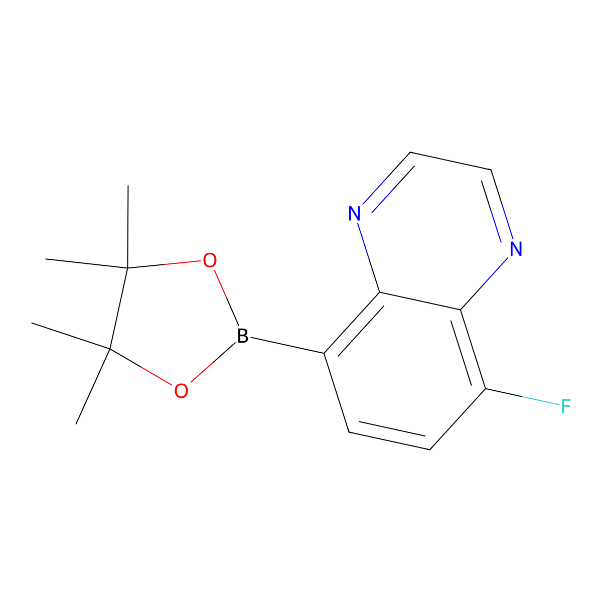 5-Fluoro-8-(4,4,5,5-tetramethyl-1,3,2-dioxaborolan-2-yl)quinoxaline molecular structure, CAS 2819706-60-8