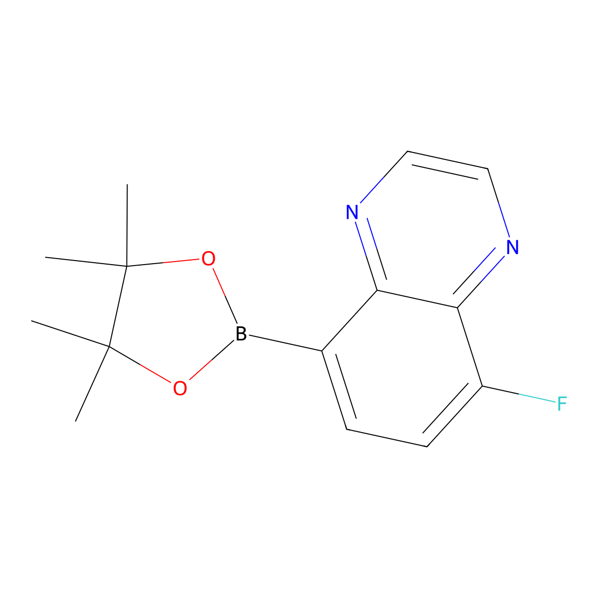 5-Fluoro-8-(4,4,5,5-tetramethyl-1,3,2-dioxaborolan-2-yl)quinoxaline molecular structure, CAS 2819706-60-8