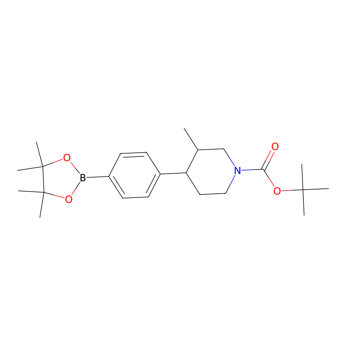 Tert-butyl 3-methyl-4-(4-(4,4,5,5-tetramethyl-1,3,2-dioxaborolan-2-yl)phenyl)piperidine-1-carboxylate molecular structure, CAS 2819706-70-0