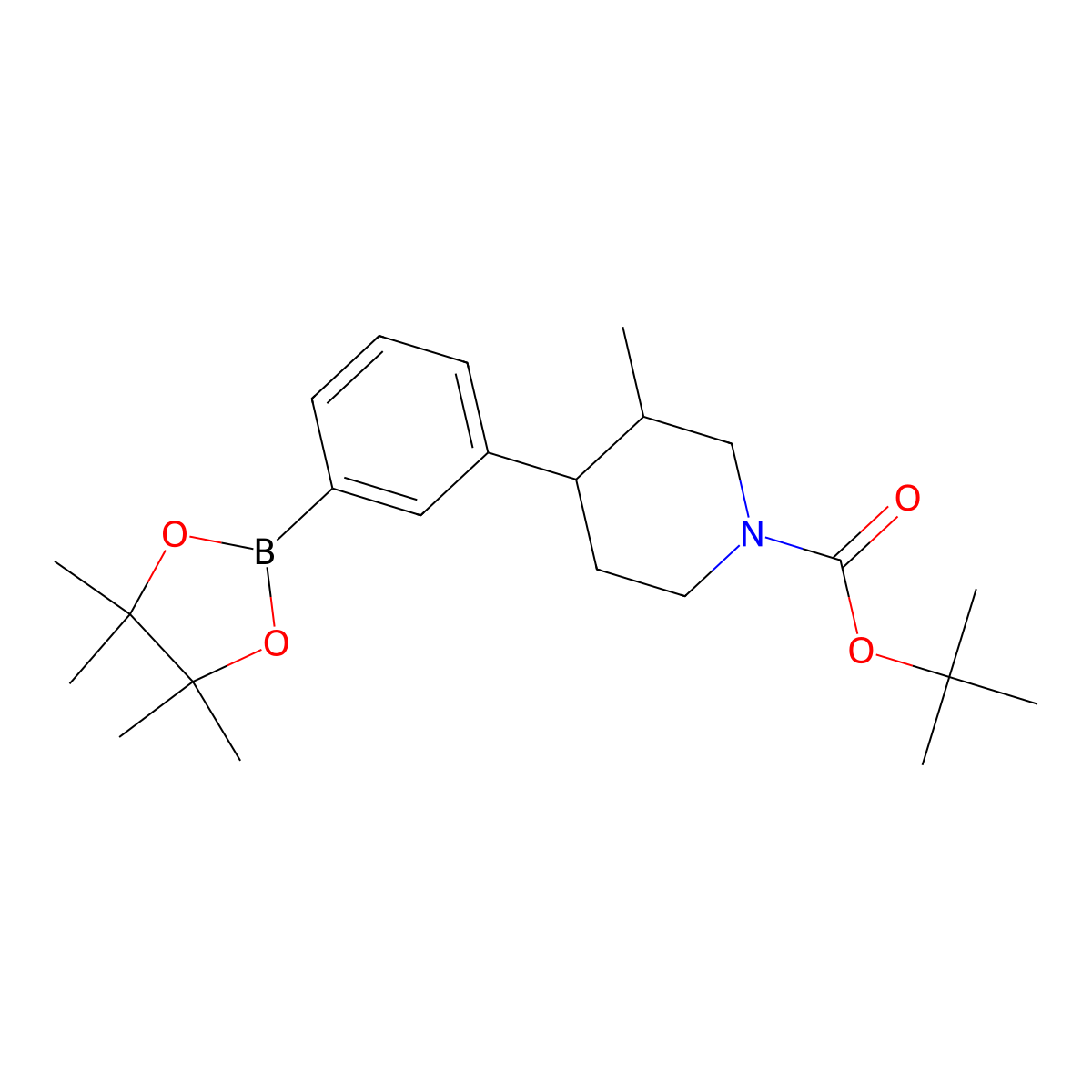 Tert-butyl 3-methyl-4-(3-(4,4,5,5-tetramethyl-1,3,2-dioxaborolan-2-yl)phenyl)piperidine-1-carboxylate molecular structure, CAS 2819706-71-1