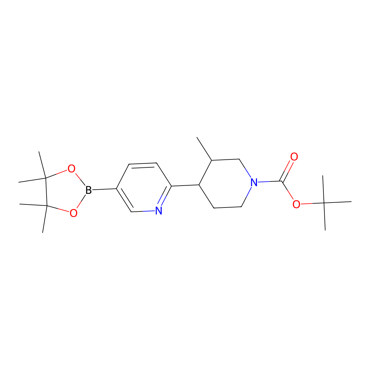 Tert-butyl 3-methyl-4-(5-(4,4,5,5-tetramethyl-1,3,2-dioxaborolan-2-yl)pyridin-2-yl)piperidine-1-carboxylate molecular structure, CAS 2819706-73-3