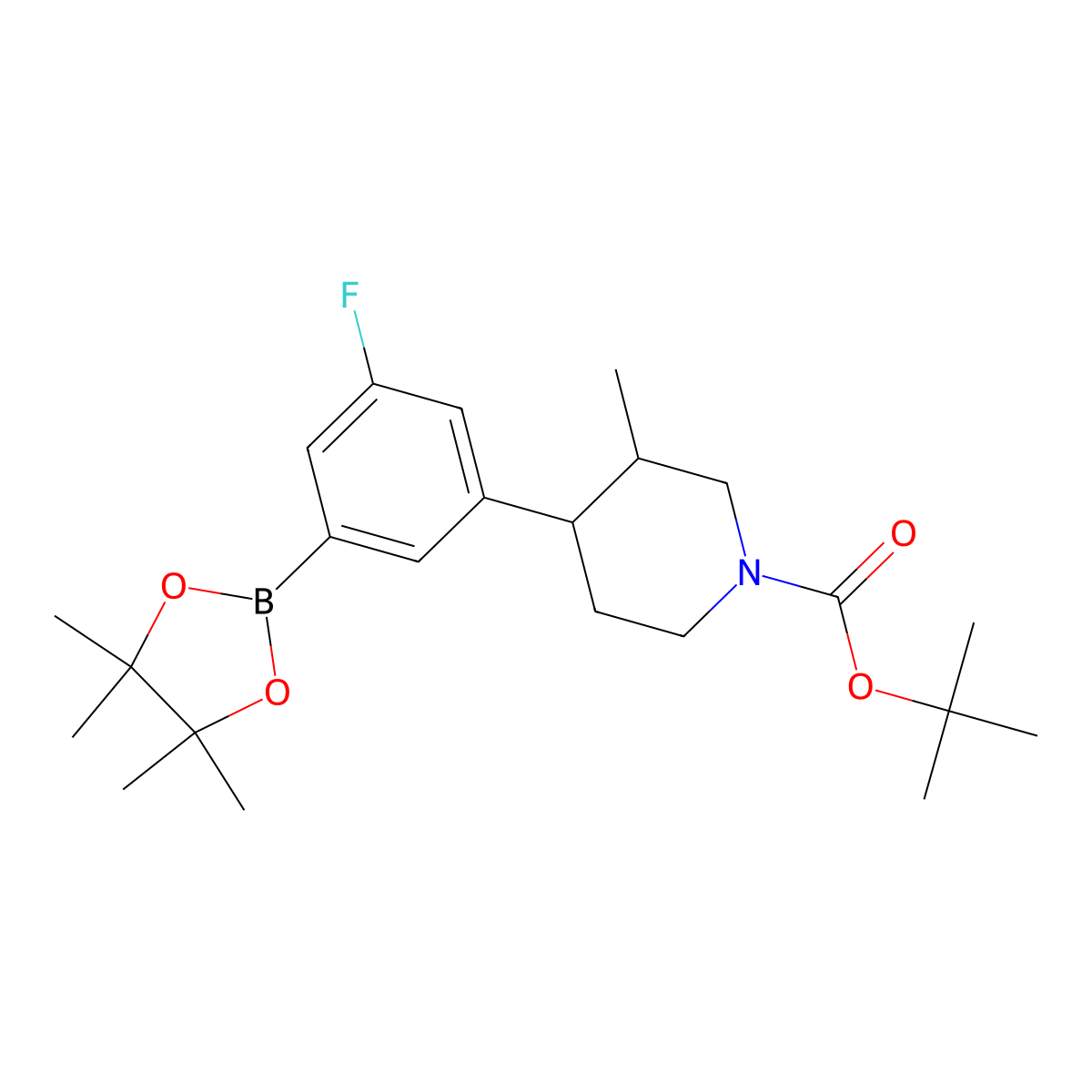 3-(1-Boc-3-methyl-4-piperidyl)-5-fluorophenylboronic Acid Pinacol Ester molecular structure, CAS 2819706-75-5