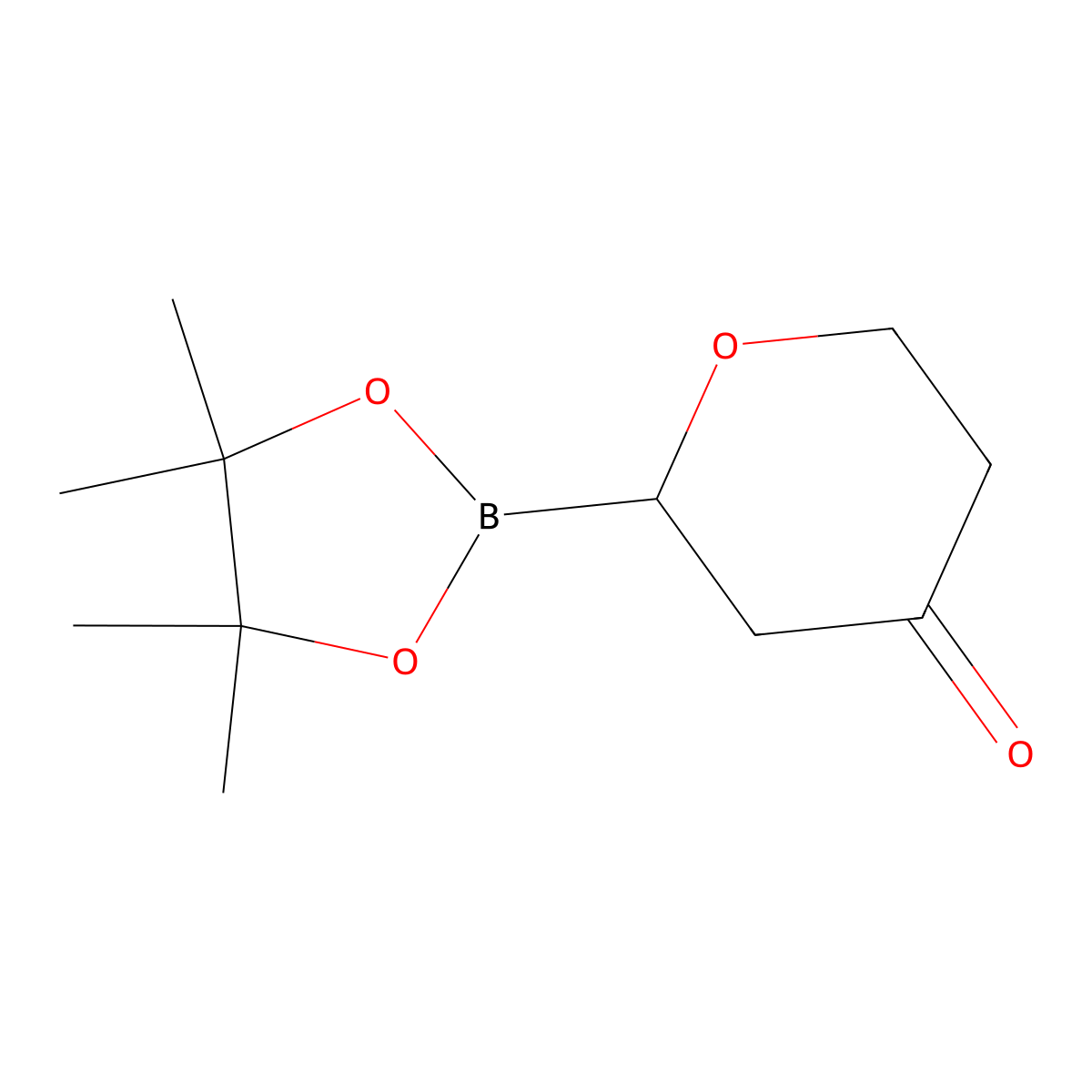 2-(4,4,5,5-tetramethyl-1,3,2-dioxaborolan-2-yl)tetrahydro-4H-pyran-4-one molecular structure, CAS 2819707-01-0