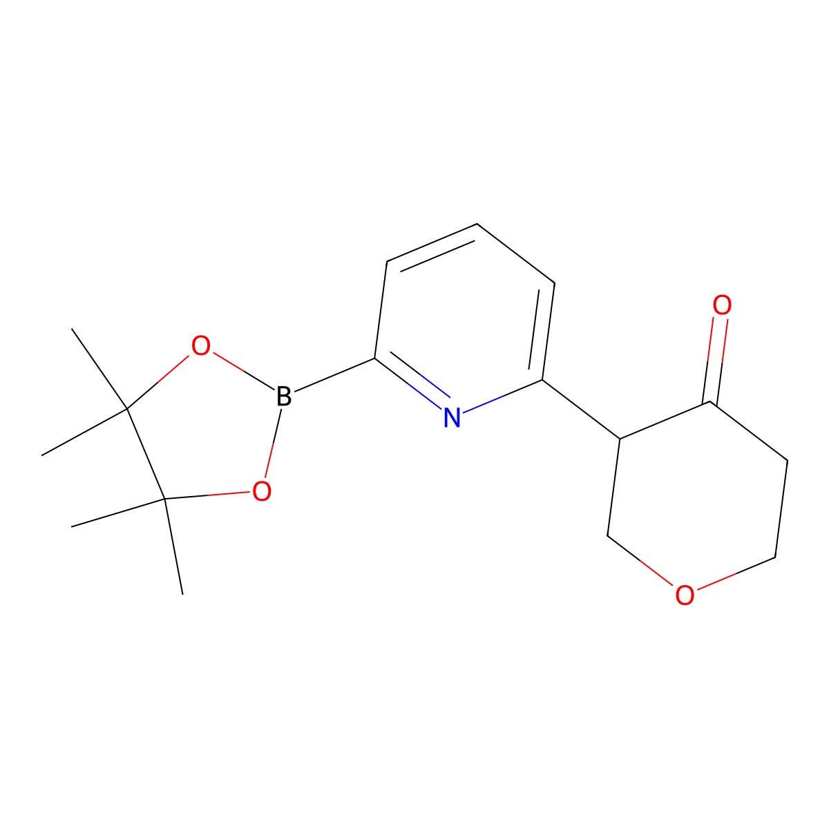 3-(6-(4,4,5,5-tetramethyl-1,3,2-dioxaborolan-2-yl)pyridin-2-yl)tetrahydro-4H-pyran-4-one molecular structure, CAS 2819707-04-3