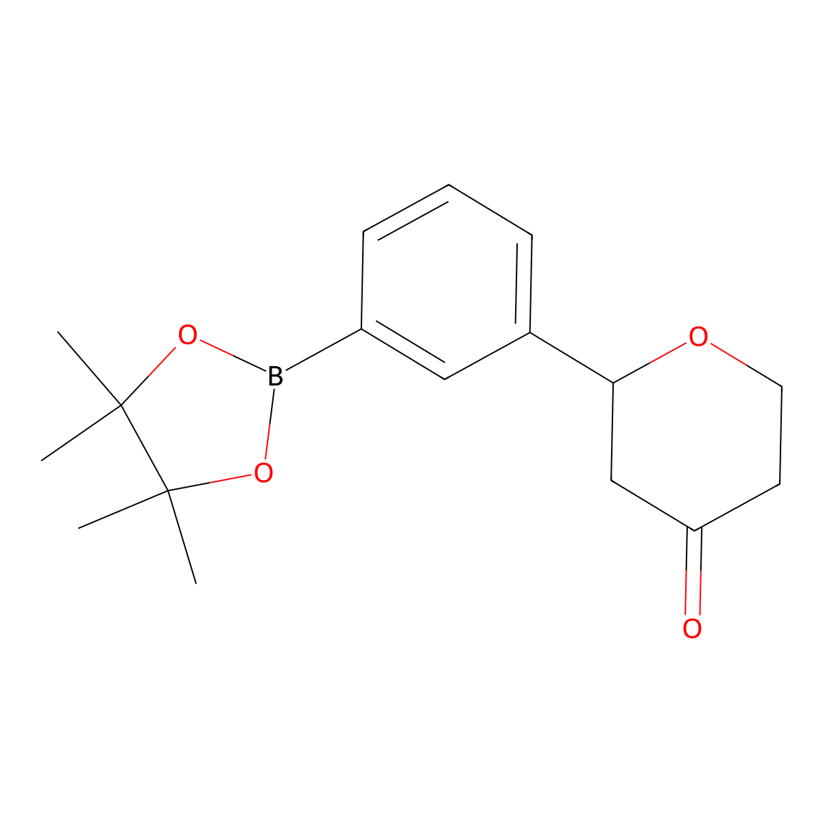 2-(3-(4,4,5,5-tetramethyl-1,3,2-dioxaborolan-2-yl)phenyl)tetrahydro-4H-pyran-4-one molecular structure, CAS 2819707-08-7