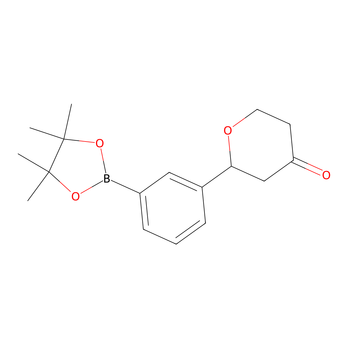 2-(3-(4,4,5,5-tetramethyl-1,3,2-dioxaborolan-2-yl)phenyl)tetrahydro-4H-pyran-4-one molecular structure, CAS 2819707-08-7