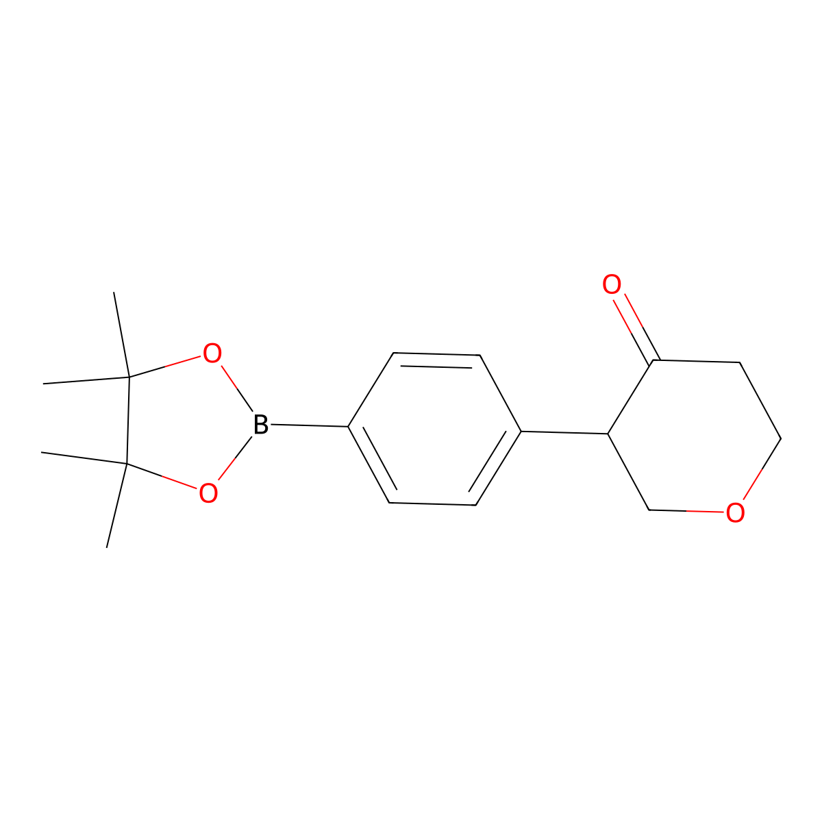 3-(4-(4,4,5,5-tetramethyl-1,3,2-dioxaborolan-2-yl)phenyl)tetrahydro-4H-pyran-4-one molecular structure, CAS 2819707-15-6
