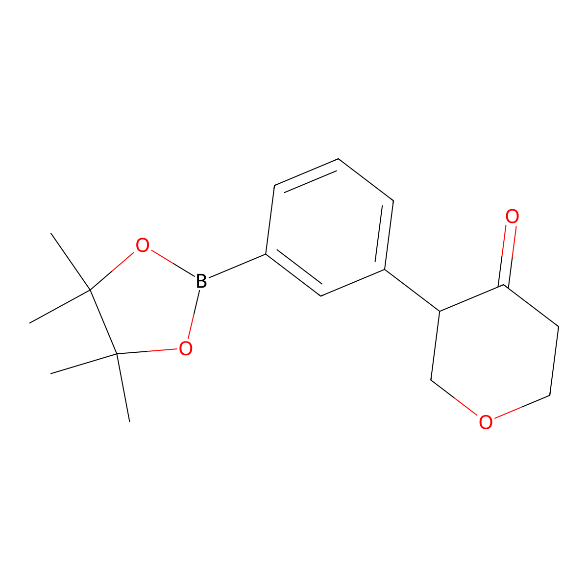3-(3-(4,4,5,5-tetramethyl-1,3,2-dioxaborolan-2-yl)phenyl)tetrahydro-4H-pyran-4-one molecular structure, CAS 2819707-16-7