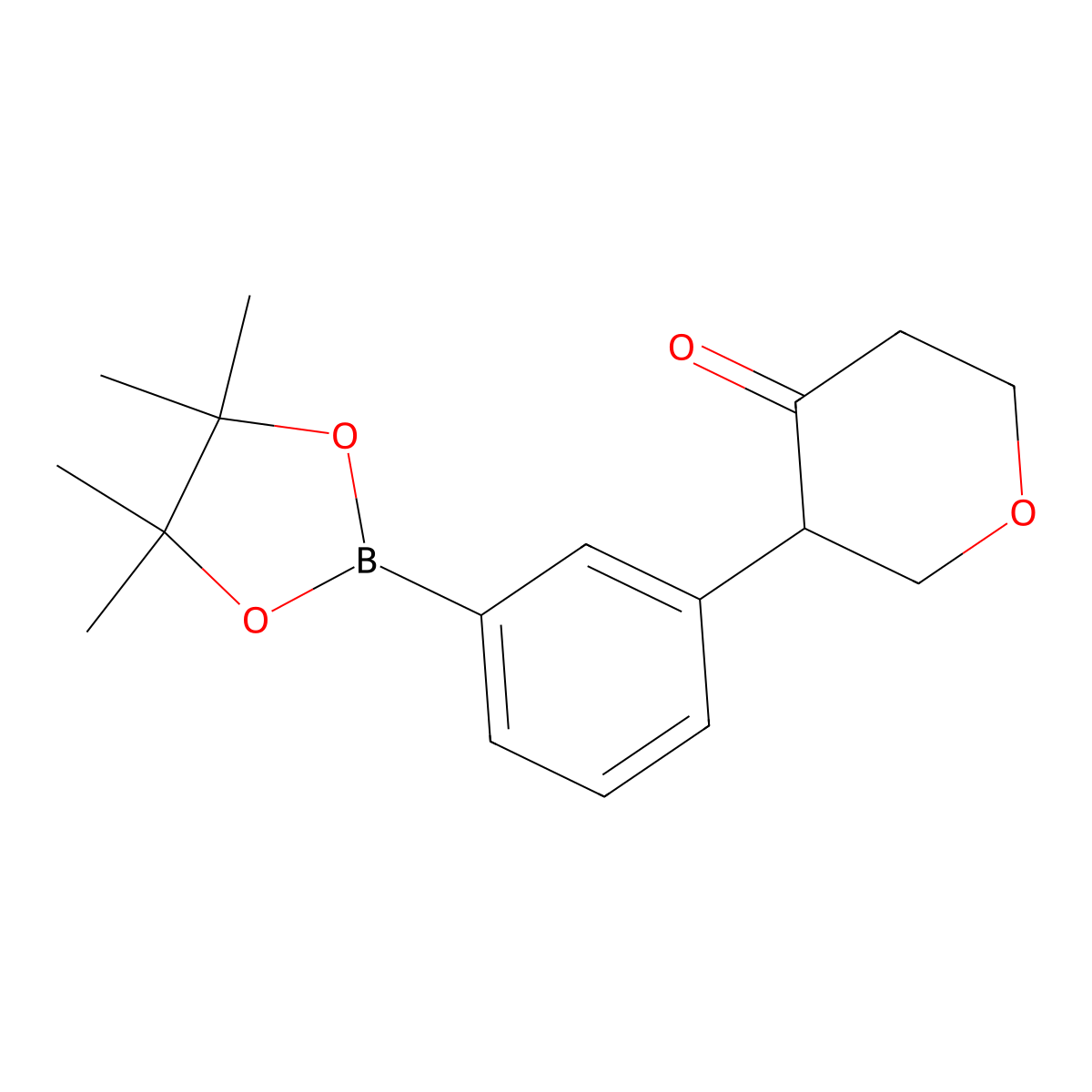 3-(3-(4,4,5,5-tetramethyl-1,3,2-dioxaborolan-2-yl)phenyl)tetrahydro-4H-pyran-4-one molecular structure, CAS 2819707-16-7