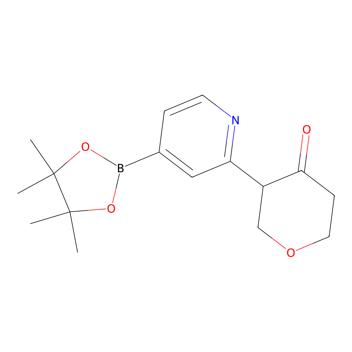 3-(4-(4,4,5,5-tetramethyl-1,3,2-dioxaborolan-2-yl)pyridin-2-yl)tetrahydro-4H-pyran-4-one molecular structure, CAS 2819707-18-9