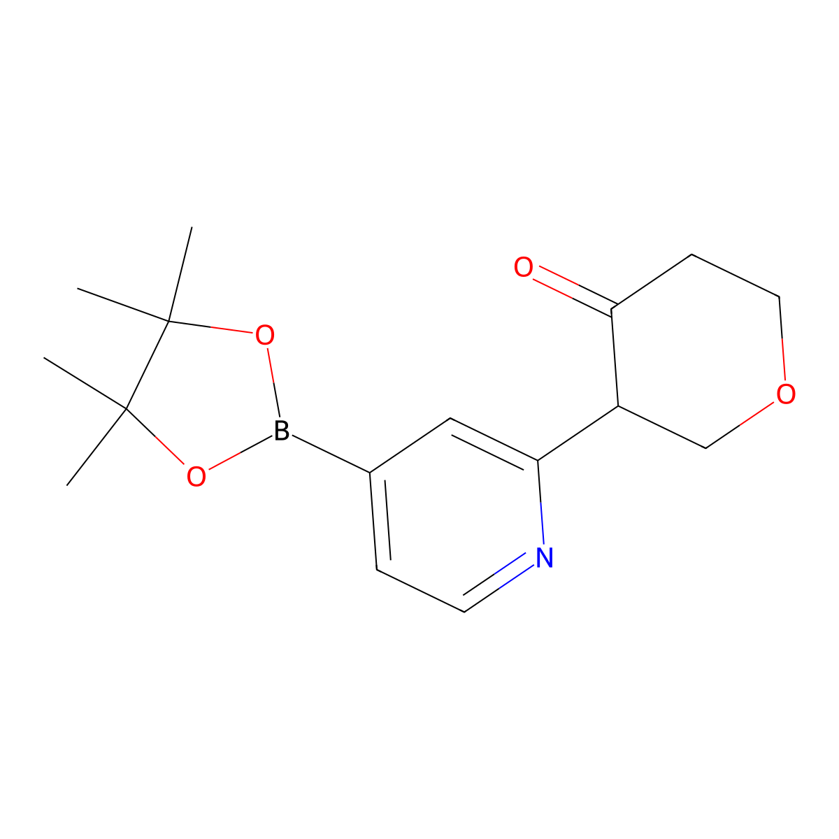 3-(4-(4,4,5,5-tetramethyl-1,3,2-dioxaborolan-2-yl)pyridin-2-yl)tetrahydro-4H-pyran-4-one molecular structure, CAS 2819707-18-9