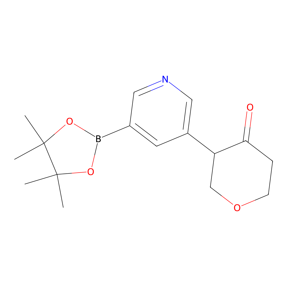 3-(5-(4,4,5,5-tetramethyl-1,3,2-dioxaborolan-2-yl)pyridin-3-yl)tetrahydro-4H-pyran-4-one molecular structure, CAS 2819707-19-0
