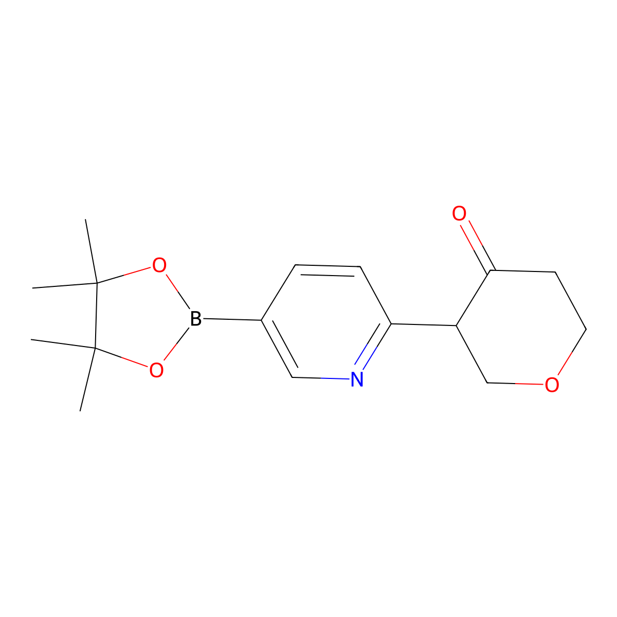 3-(5-(4,4,5,5-tetramethyl-1,3,2-dioxaborolan-2-yl)pyridin-2-yl)tetrahydro-4H-pyran-4-one molecular structure, CAS 2819707-21-4
