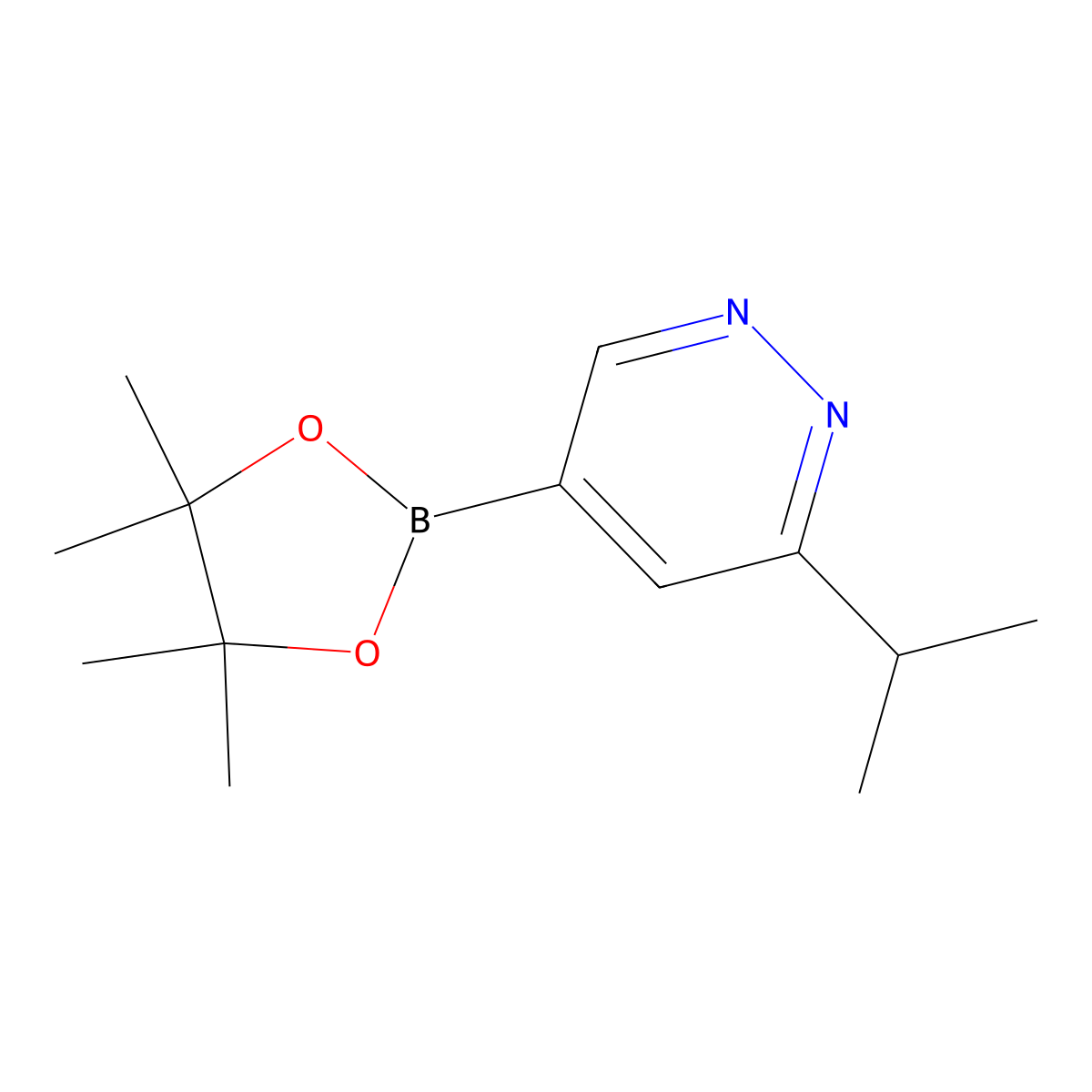 3-Isopropyl-5-(4,4,5,5-tetramethyl-1,3,2-dioxaborolan-2-yl)pyridazine molecular structure, CAS 2819707-25-8