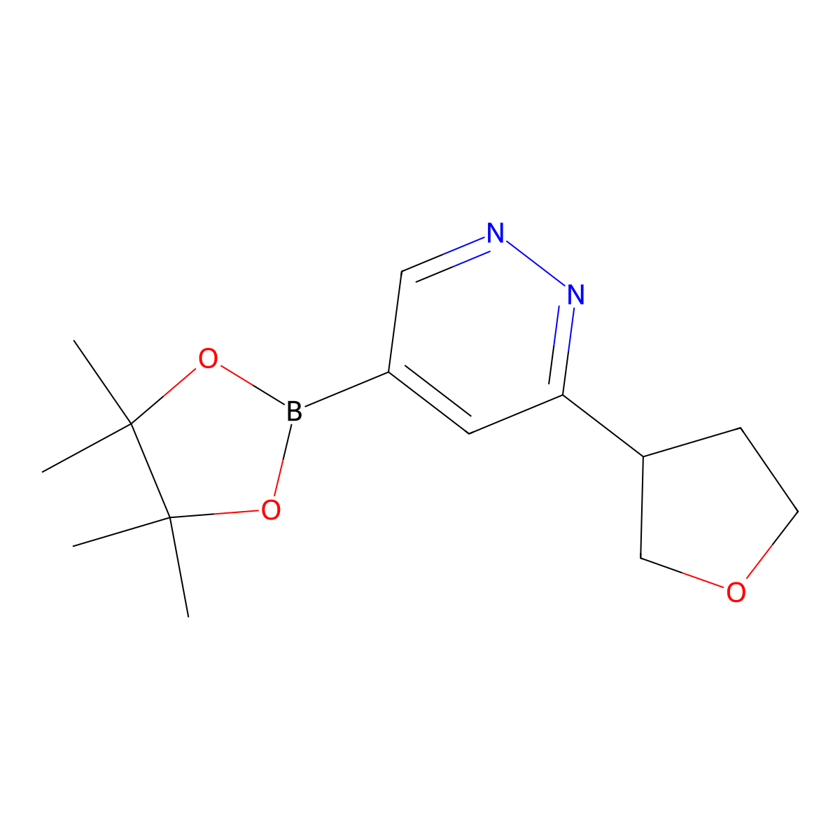 3-(Tetrahydrofuran-3-yl)-5-(4,4,5,5-tetramethyl-1,3,2-dioxaborolan-2-yl)pyridazine molecular structure, CAS 2819707-27-0